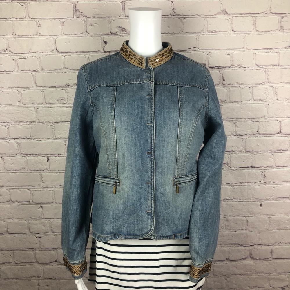 Liz Claiborne Denim Beaded Jacket